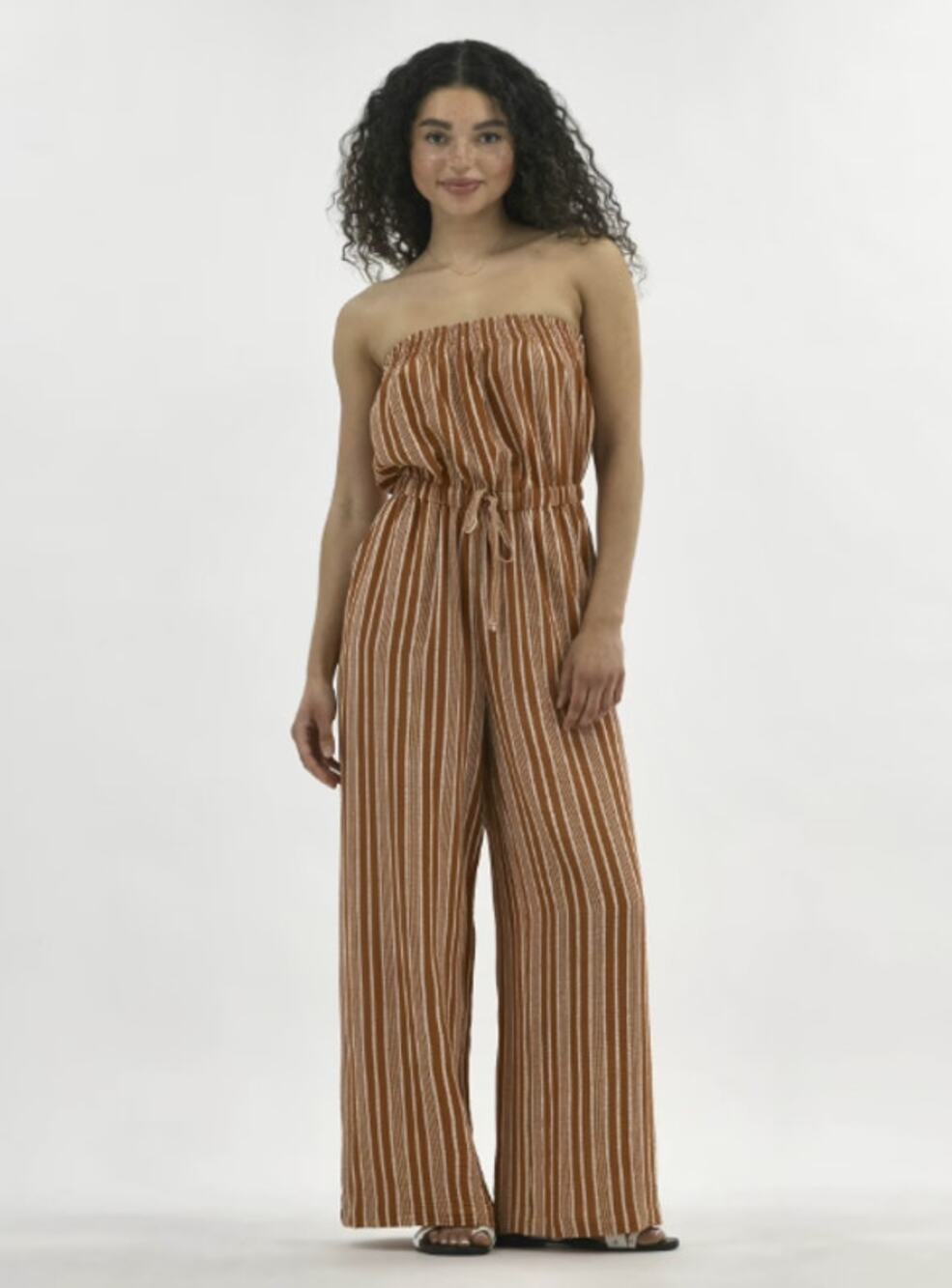 No Boundaries Crinkle Strapless Jumpsuit Black Wide Leg Size L NWT